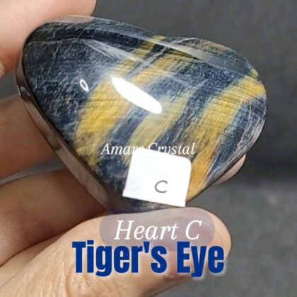 Blue TIGER'S EYE Palm & Heart Ukiran Crystal