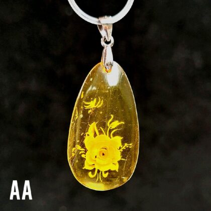 Handcarved S925 Golden AMBER Liontin