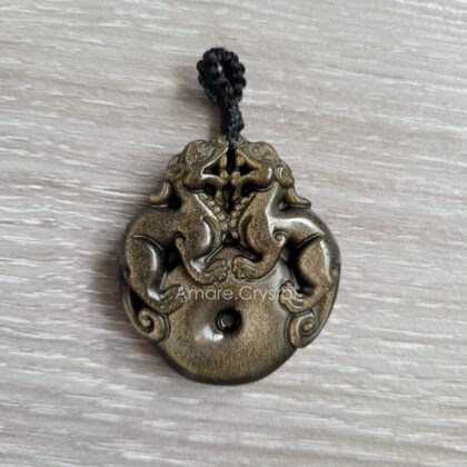 OBSIDIAN Black Silver Golden Pendant Spacer