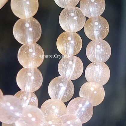 Pink RUTILE Quartz Rabbit Hair Gelang -