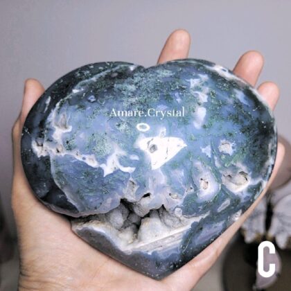 HEART on Stand Hati<span> - </span>C. Moss Agate