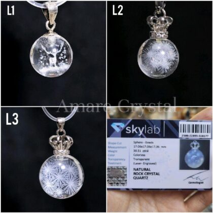 s925 Clear QUARTZ Herkimer Liontin