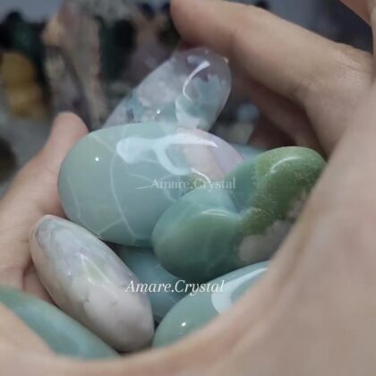Green Flower Agate Sakura Palm stone