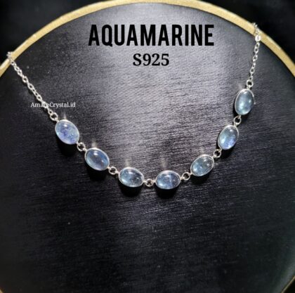 s925 Aquamarine Oval Gelang